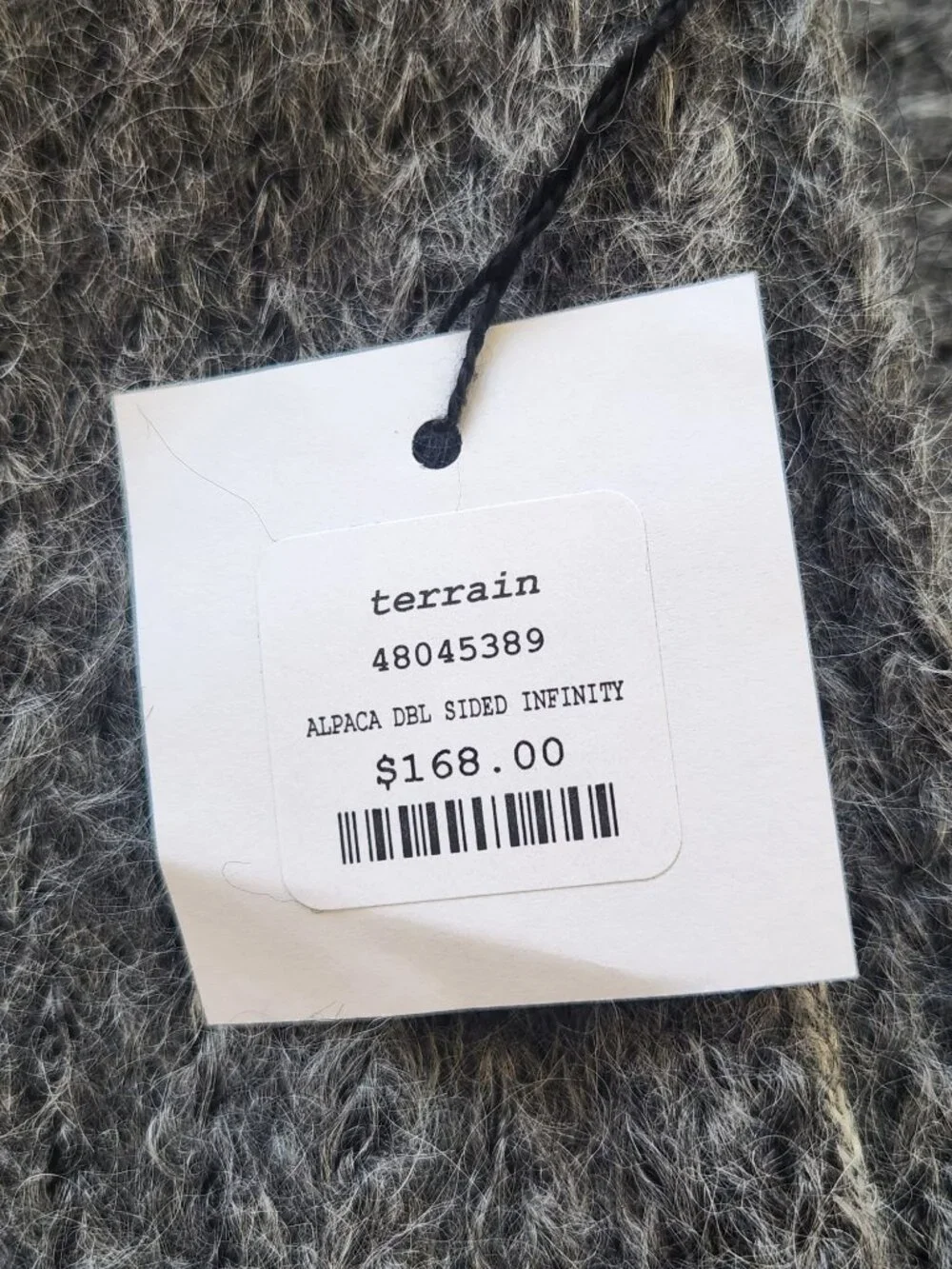 Terrain Alpaca Double-Sided Infinity Scarf Gray Soft Cozy Winter Fall Luxury